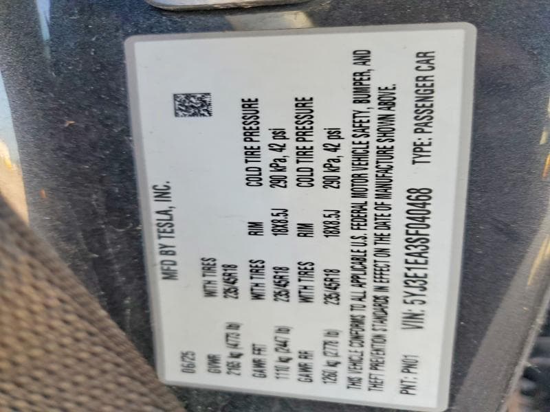 2025 TESLA MODEL 3 12