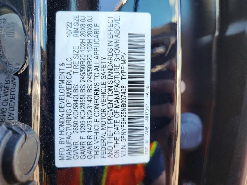 2022 HONDA PILOT SE 13