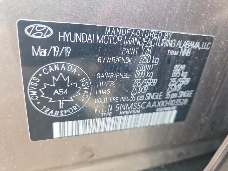 2019 HYUNDAI SANTA FE LIMITED 14