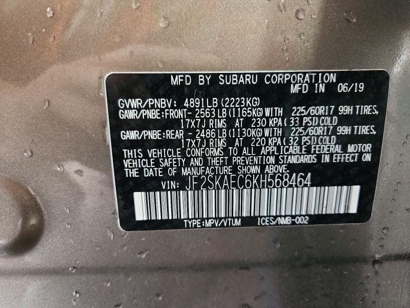 2019 SUBARU FORESTER PREMIUM 12