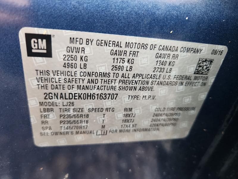 2017 CHEVROLET EQUINOX PREMIER 12