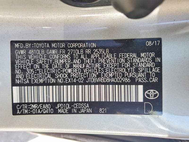2017 TOYOTA MIRAI BASE 12