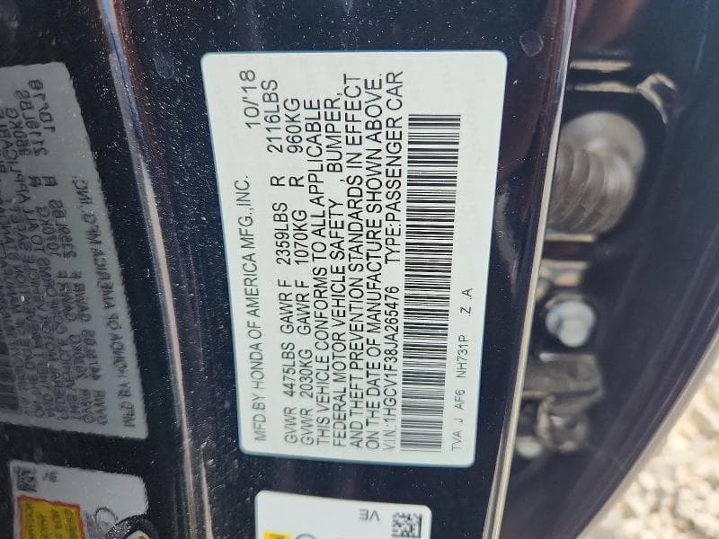 2018 HONDA ACCORD SPORT 12