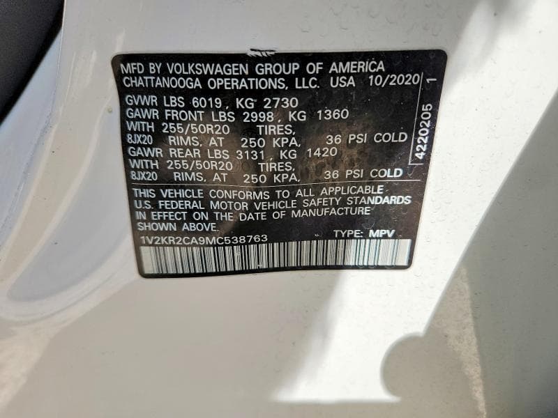2021 VOLKSWAGEN ATLAS SE 13