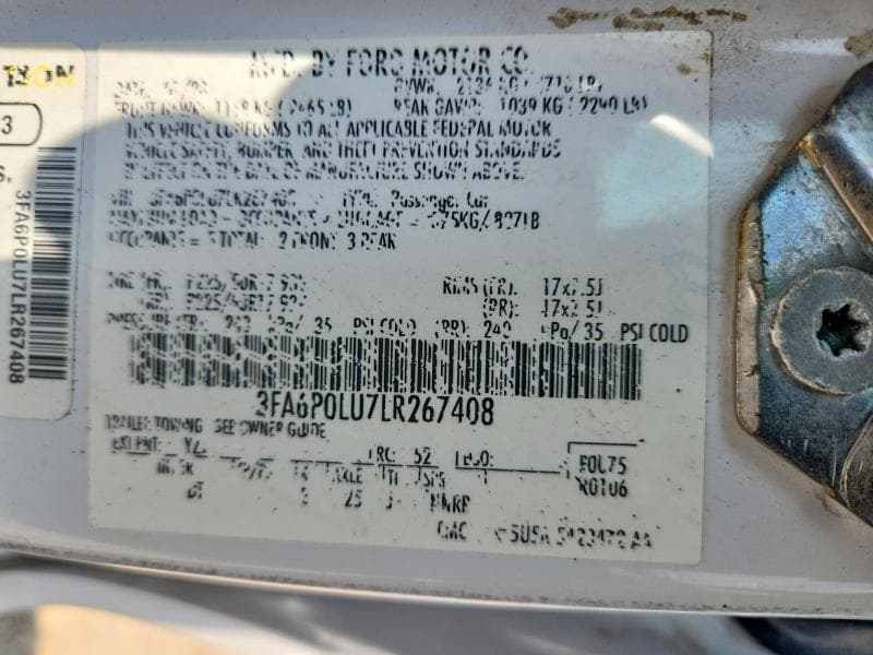 2020 FORD FUSION SE 12