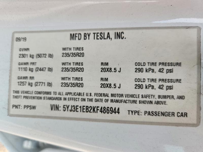 2019 TESLA MODEL 3 12