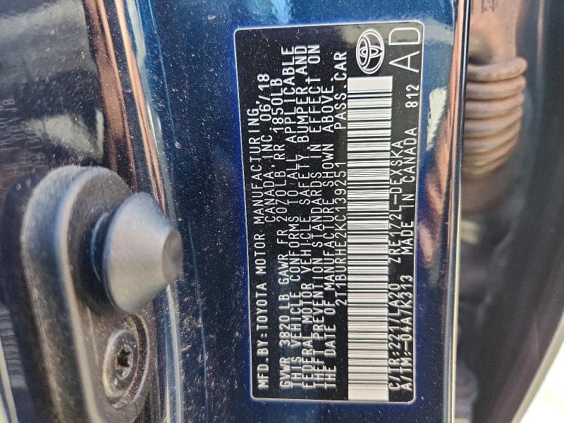 2019 TOYOTA COROLLA XSE 12