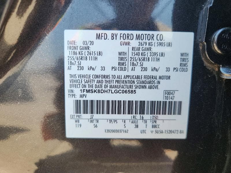 2020 FORD EXPLORER XLT 14