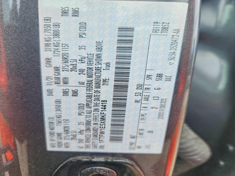 2021 FORD F150 SUPERCREW 12