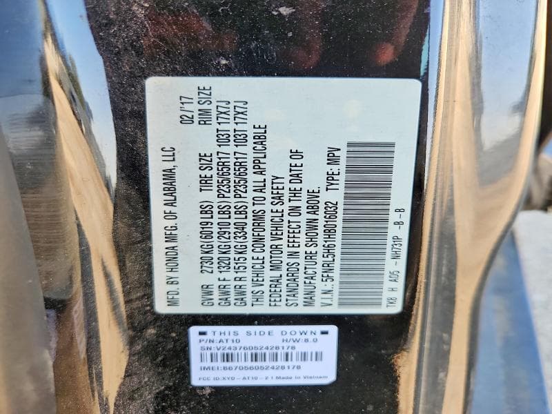 2017 HONDA ODYSSEY EXL 13