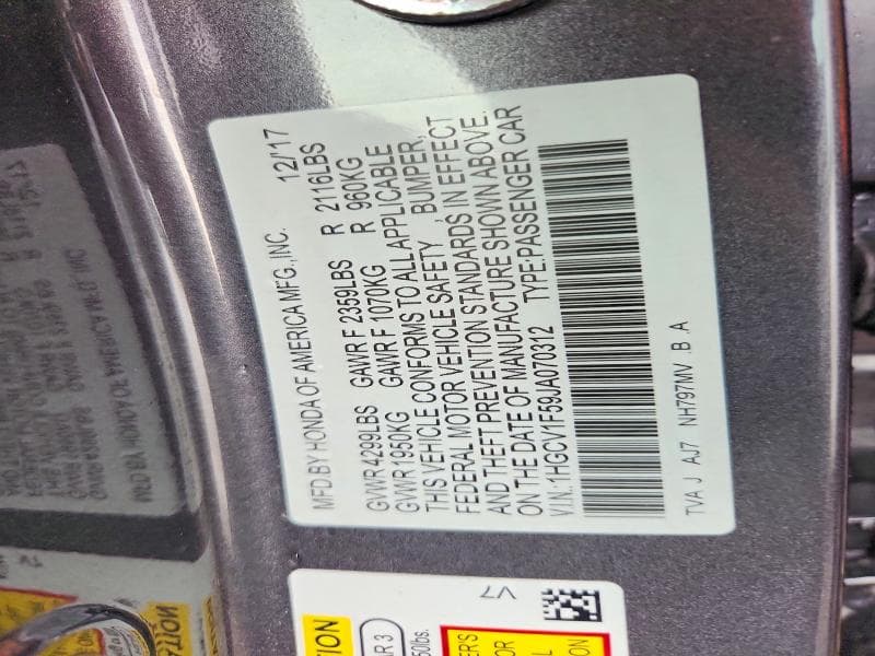 2018 HONDA ACCORD EXL 12