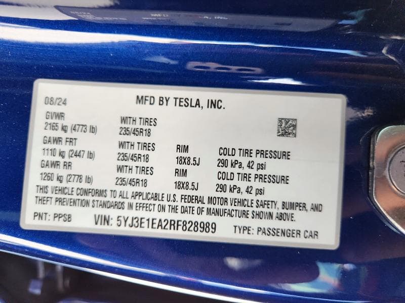 2024 TESLA MODEL 3 12