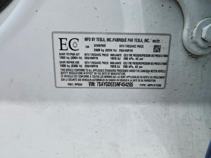 2022 TESLA MDL Y 14