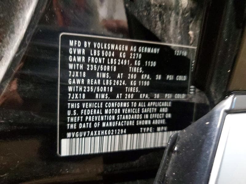 2017 VOLKSWAGEN TIGUAN SPORT 13