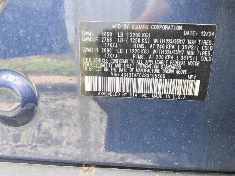 2025 SUBARU OUTBACK PREMIUM 12