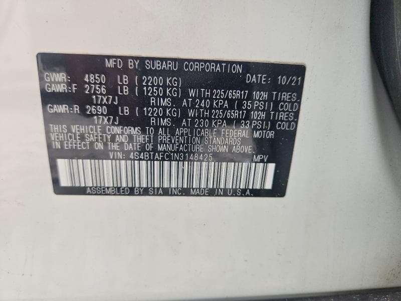 2022 SUBARU OUTBACK PREMIUM 12