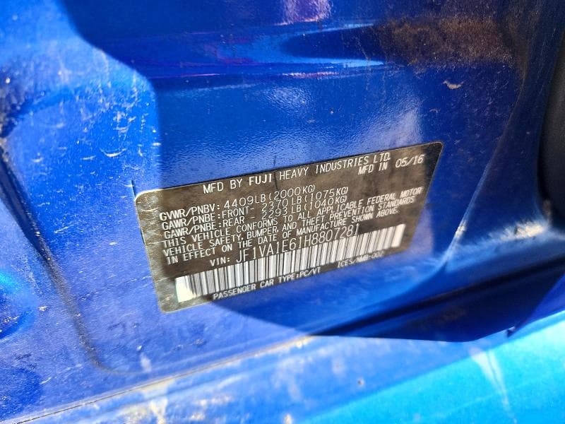 2017 SUBARU WRX PREMIUM 12