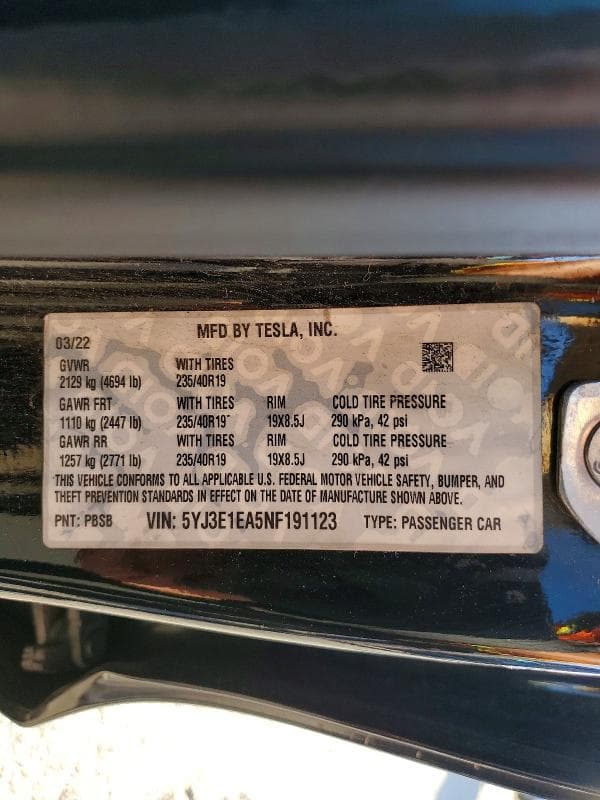2022 TESLA MODEL 3 12
