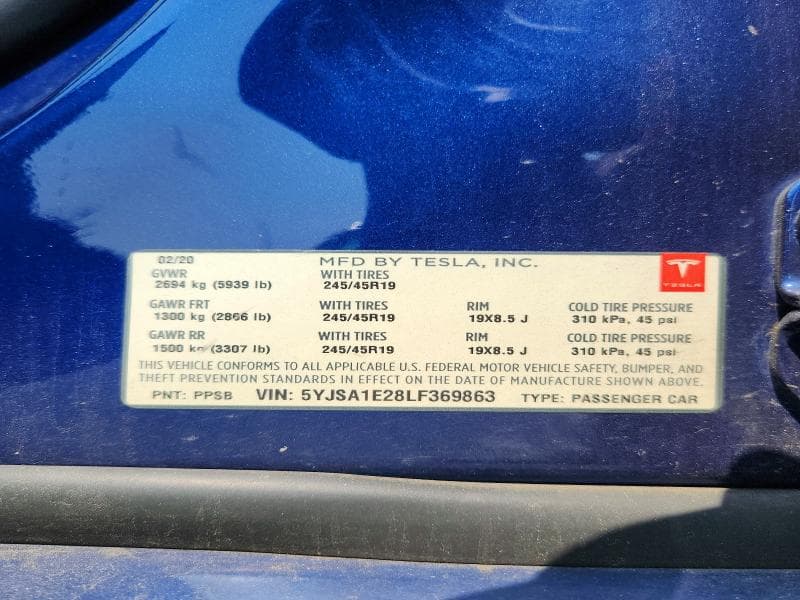 2020 TESLA MODEL S 12