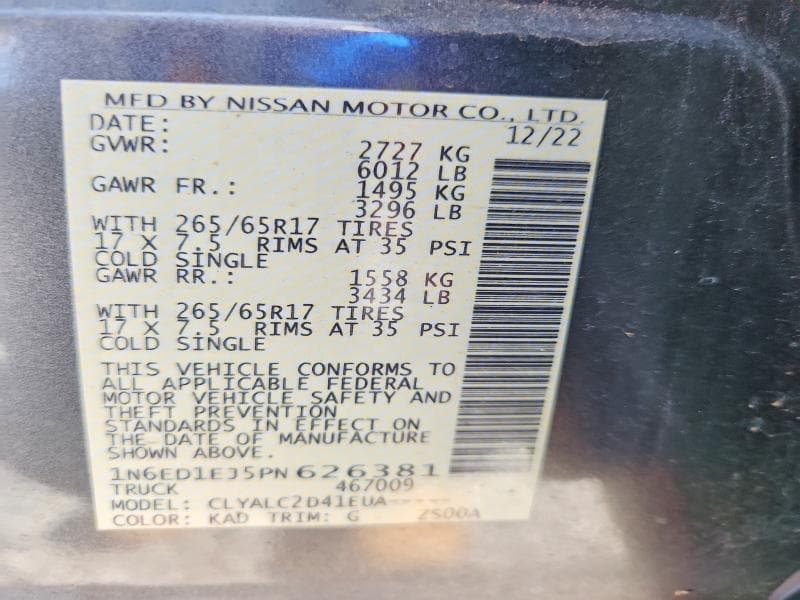 2023 NISSAN FRONTIER SV 13