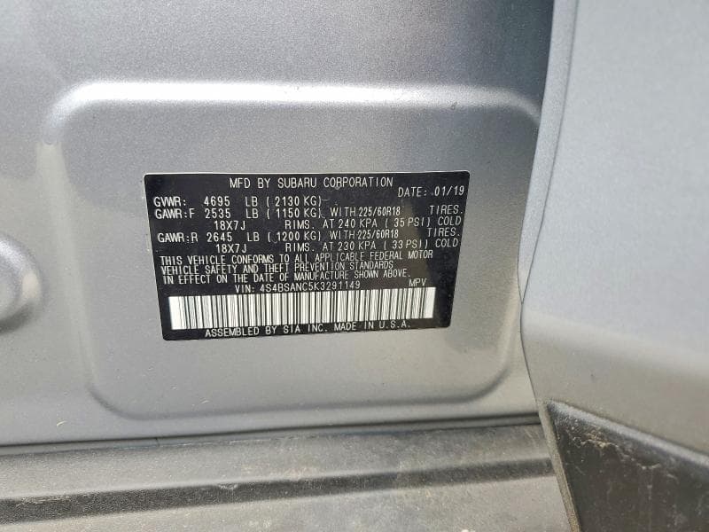 2019 SUBARU OUTBACK 2.5I LIMITED 14