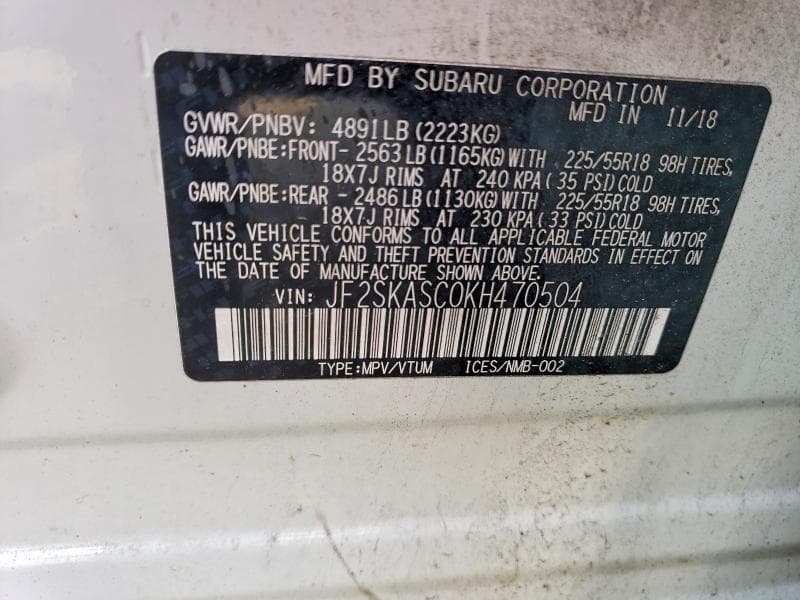 2019 SUBARU FORESTER LIMITED 13