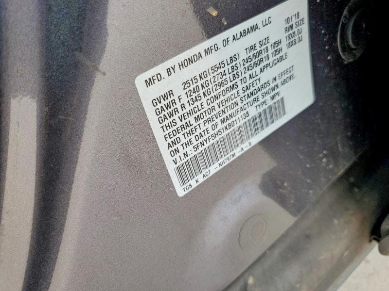 2019 HONDA PILOT EXL 13