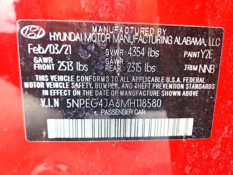 2021 HYUNDAI SONATA SE 12