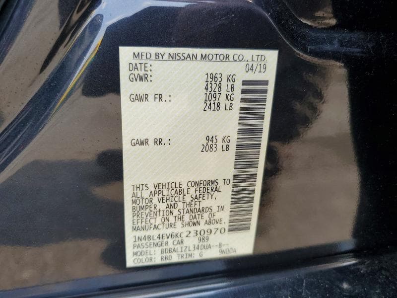 2019 NISSAN ALTIMA SL 13