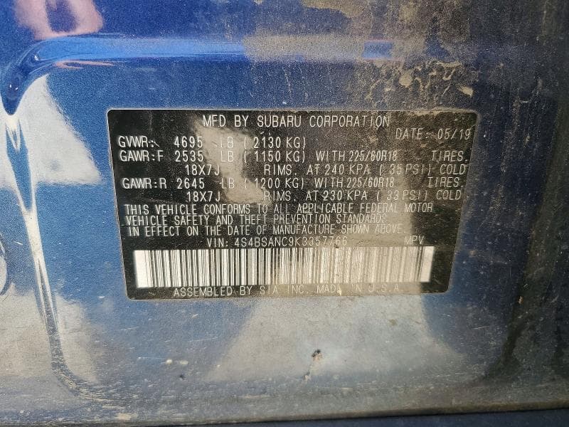 2019 SUBARU OUTBACK 2.5I LIMITED 14