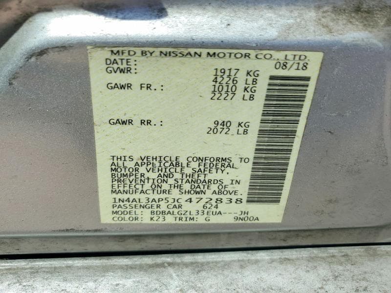 2018 NISSAN ALTIMA 2.5 S 12