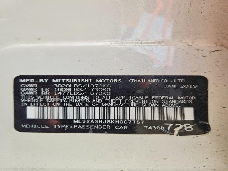 2019 MITSUBISHI MIRAGE ES 13