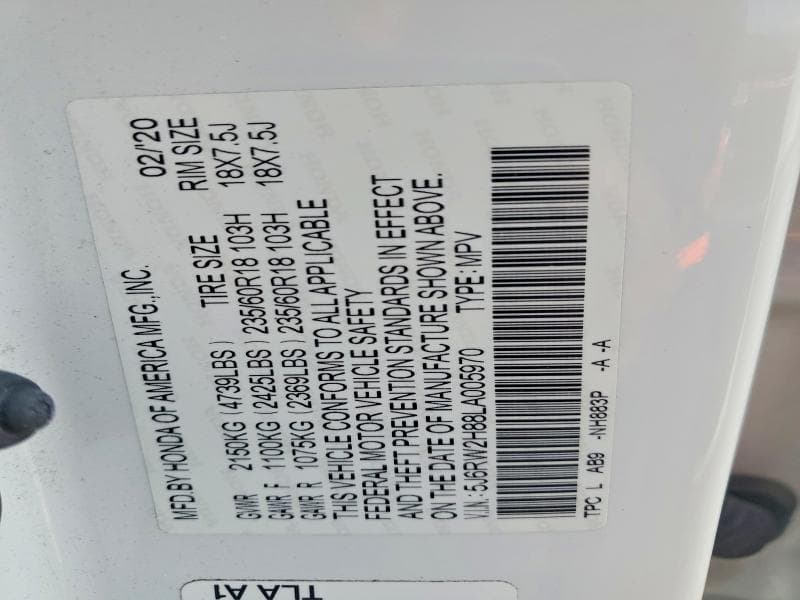 2020 HONDA CR-V EXL 14