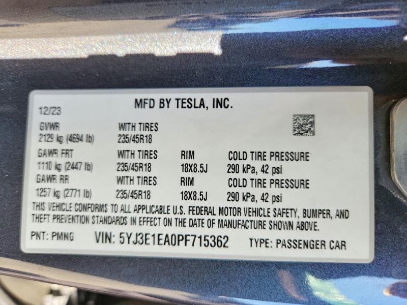 2023 TESLA MODEL 3 12