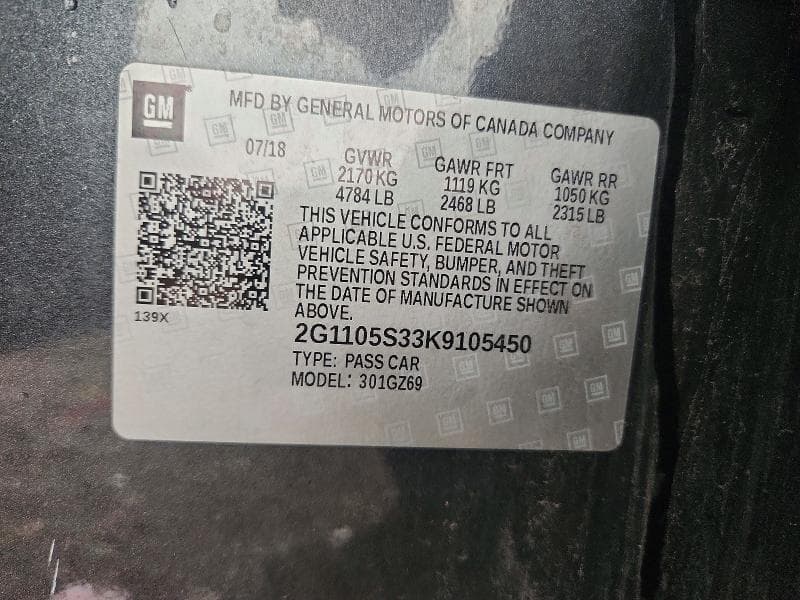 2019 CHEVROLET IMPALA PREMIER 12