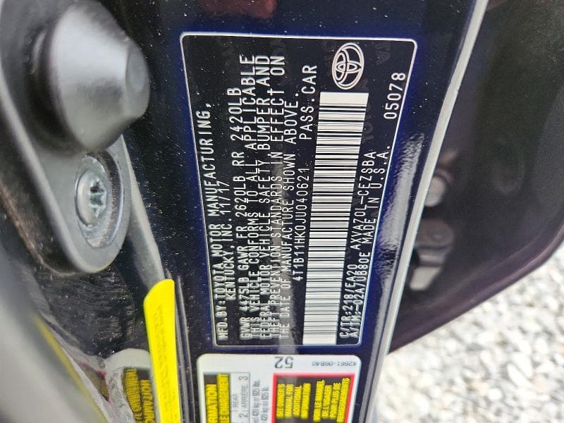 2018 TOYOTA CAMRY SE 12