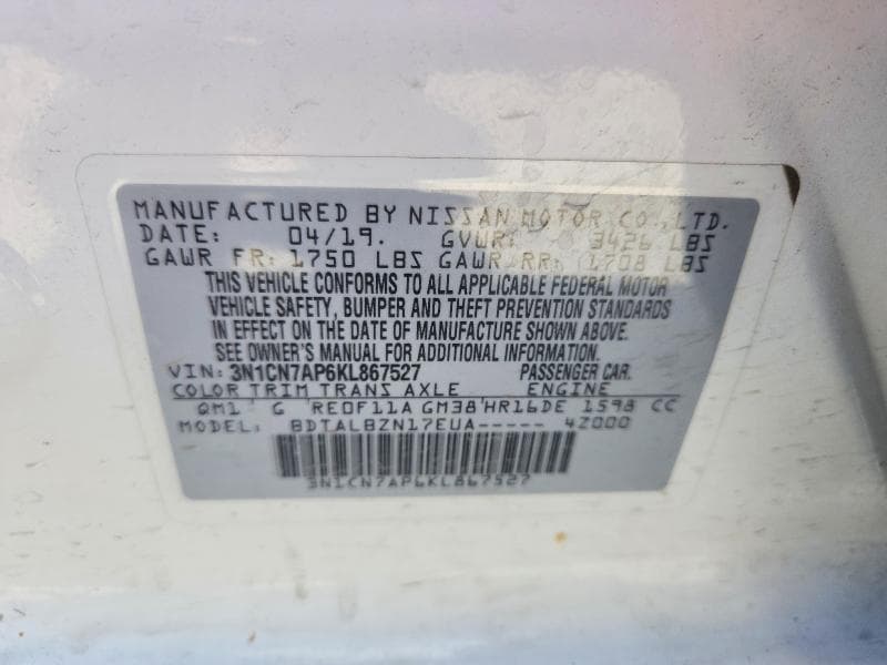 2019 NISSAN VERSA SV 12