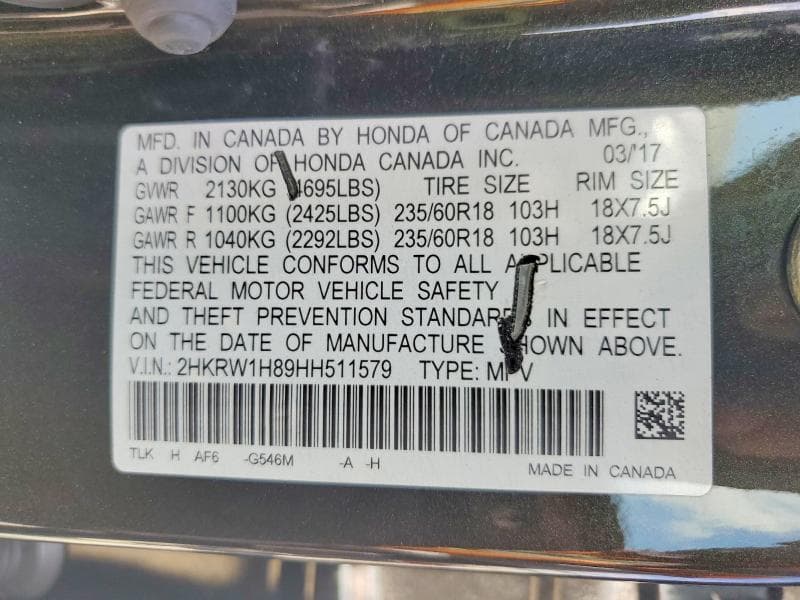 2017 HONDA CR-V EXL 13