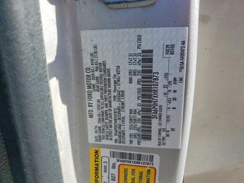 2017 FORD FUSION SE 12