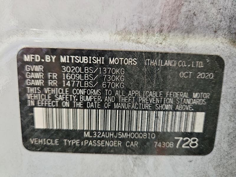 2021 MITSUBISHI MIRAGE ES 13