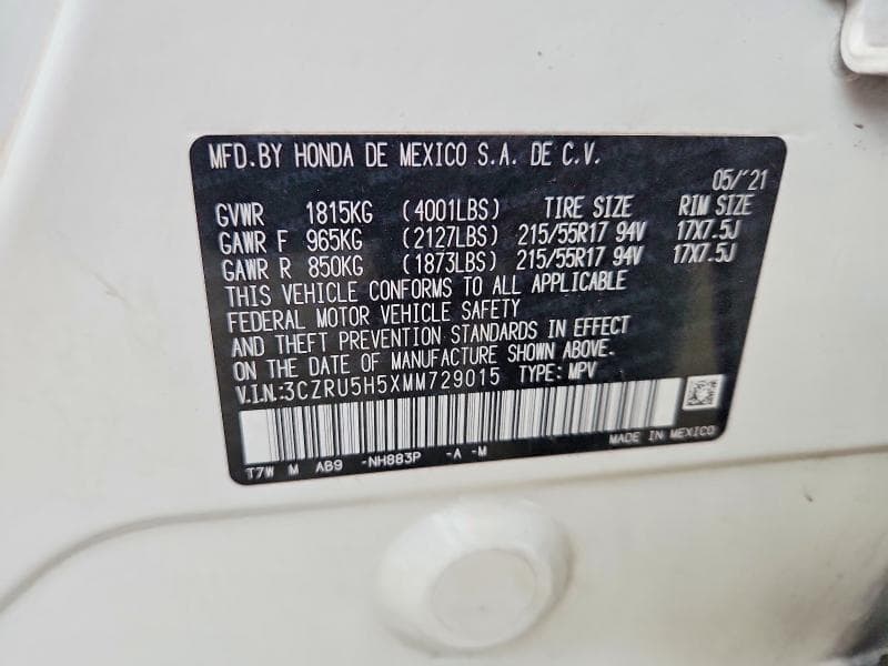 2021 HONDA HR-V EX 13