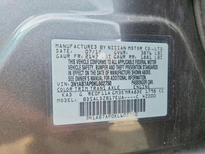 2019 NISSAN SENTRA SV 12