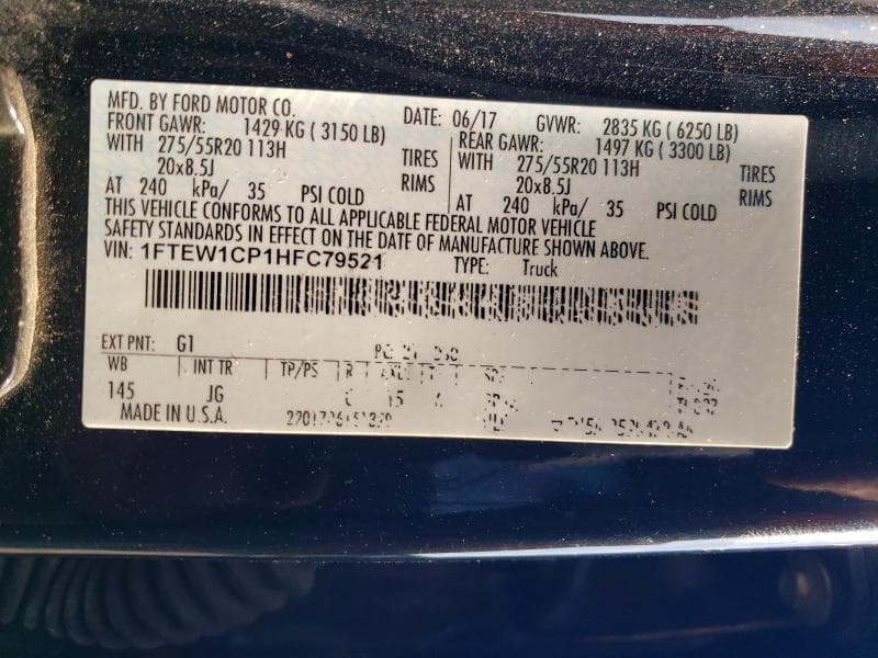 2017 FORD F150 SUPERCREW 12