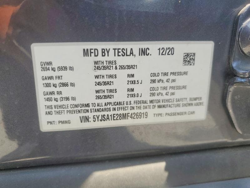 2021 TESLA MODEL S 12