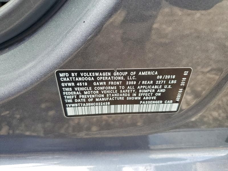 2017 VOLKSWAGEN PASSAT SE 12