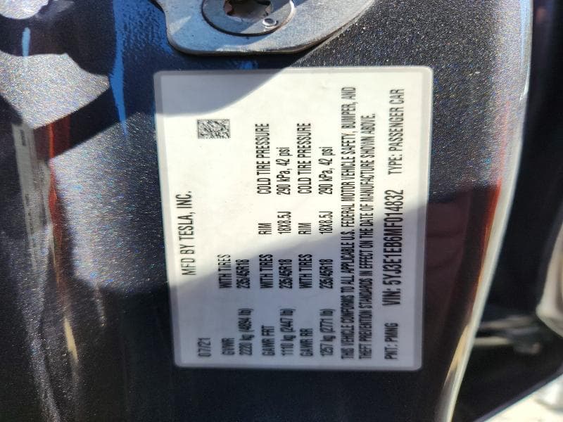 2021 TESLA MODEL 3 12