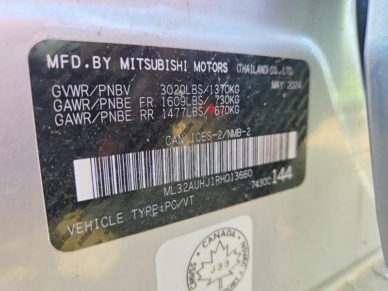 2024 MITSUBISHI MIRAGE ES 12