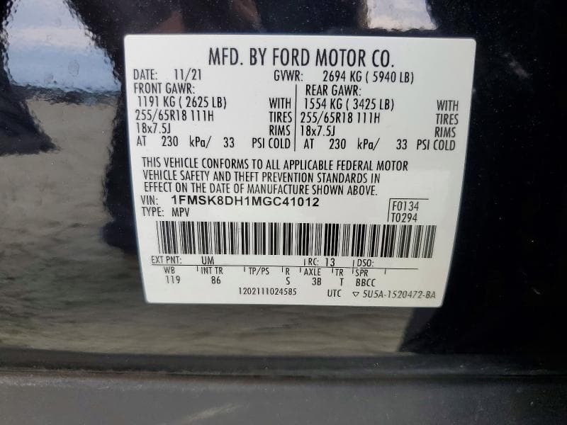 2021 FORD EXPLORER XLT 13