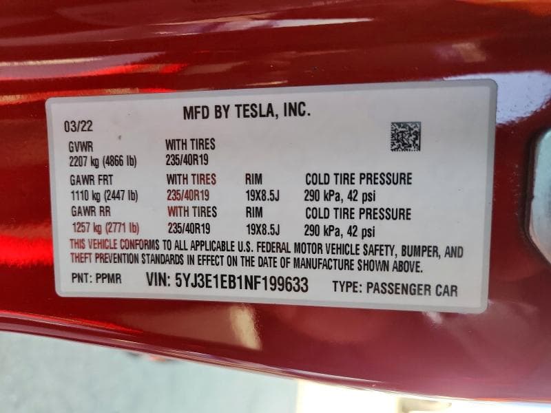 2022 TESLA MODEL 3 13