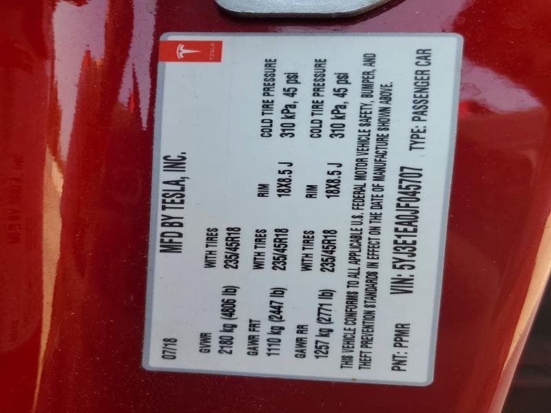 2018 TESLA MODEL 3 12